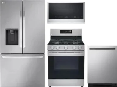 4 Piece Package Includes Refrigerator, Range, Microwave And Dishwasher
