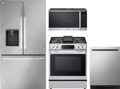 4 Piece Package Includes Refrigerator, Range, Microwave And Dishwasher