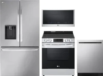 4 Piece Package Includes Refrigerator, Range, Microwave And Dishwasher