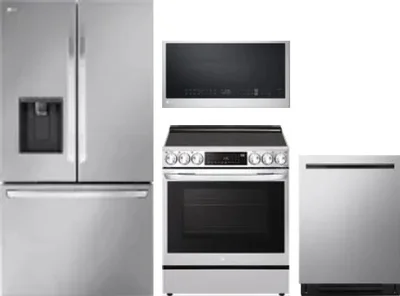4 Piece Package Includes Refrigerator, Range, Microwave And Dishwasher