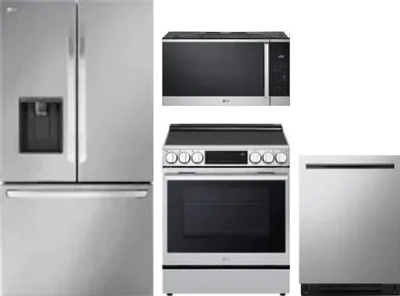4 Piece Package Includes Refrigerator, Range, Microwave And Dishwasher