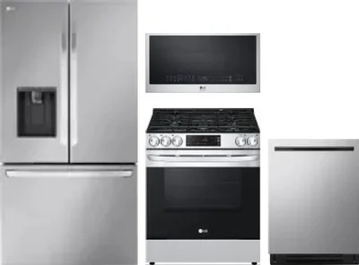 4 Piece Package Includes Refrigerator, Range, Microwave And Dishwasher