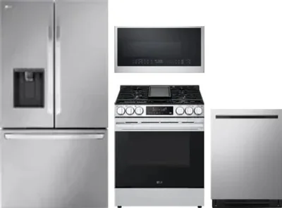 4 Piece Package Includes Refrigerator, Range, Microwave And Dishwasher
