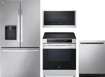 4 Piece Package Includes Refrigerator, Range, Microwave And Dishwasher
