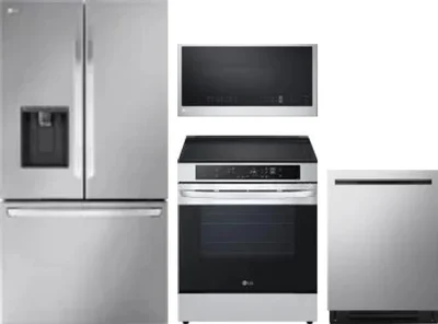 4 Piece Package Includes Refrigerator, Range, Microwave And Dishwasher