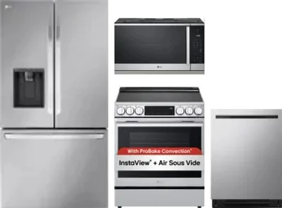4 Piece Package Includes Refrigerator, Range, Microwave And Dishwasher