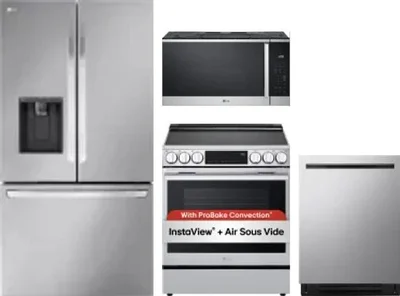 4 Piece Package Includes Refrigerator, Range, Microwave And Dishwasher