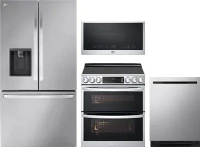 4 Piece Package Includes Refrigerator, Range, Microwave And Dishwasher