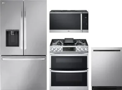 4 Piece Package Includes Refrigerator, Range, Microwave And Dishwasher