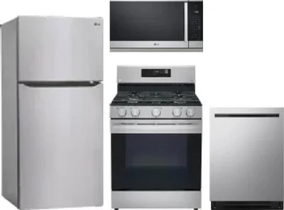 4 Piece Package Includes Refrigerator, Range, Microwave And Dishwasher