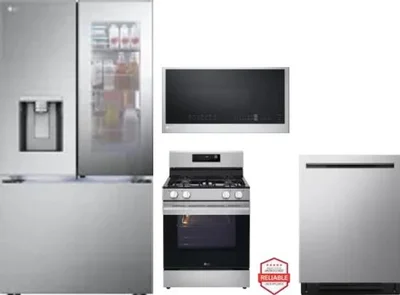 4 Piece Package Includes Refrigerator, Range, Microwave And Dishwasher