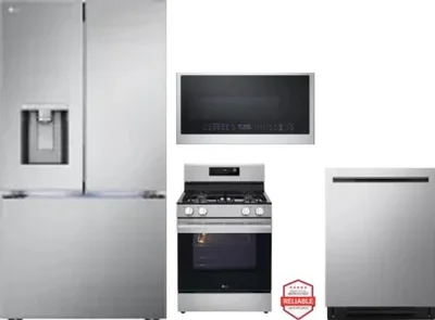 4 Piece Package Includes Refrigerator, Range, Microwave And Dishwasher