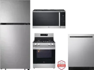 4 Piece Package Includes Refrigerator, Range, Microwave And Dishwasher