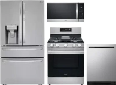 4 Piece Package Includes Refrigerator, Range, Microwave And Dishwasher