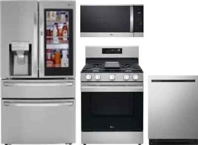 4 Piece Package Includes Refrigerator, Range, Microwave And Dishwasher
