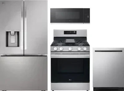 4 Piece Package Includes Refrigerator, Range, Microwave And Dishwasher