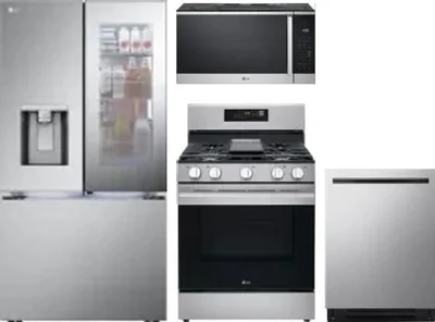 4 Piece Package Includes Refrigerator, Range, Microwave And Dishwasher