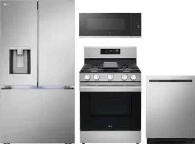 4 Piece Package Includes Refrigerator, Range, Microwave And Dishwasher