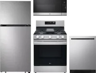 4 Piece Package Includes Refrigerator, Range, Microwave And Dishwasher