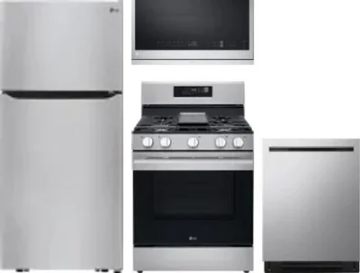 4 Piece Package Includes Refrigerator, Range, Microwave And Dishwasher