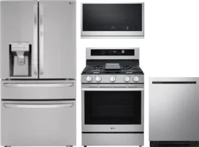 4 Piece Package Includes Refrigerator, Range, Microwave And Dishwasher