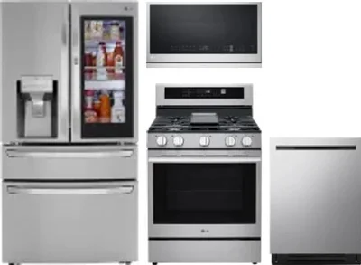 4 Piece Package Includes Refrigerator, Range, Microwave And Dishwasher