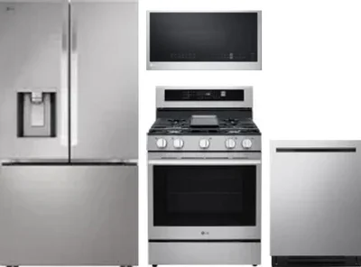 4 Piece Package Includes Refrigerator, Range, Microwave And Dishwasher