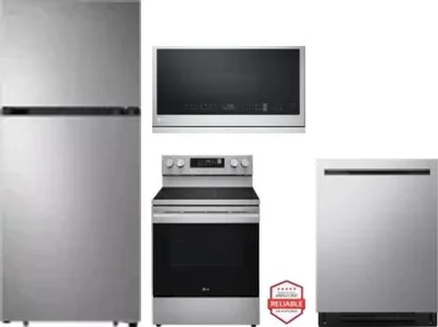 4 Piece Package Includes Refrigerator, Range, Microwave And Dishwasher