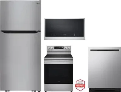 4 Piece Package Includes Refrigerator, Range, Microwave And Dishwasher