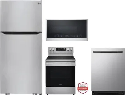 4 Piece Package Includes Refrigerator, Range, Microwave And Dishwasher