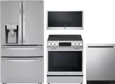 4 Piece Package Includes Refrigerator, Range, Microwave And Dishwasher