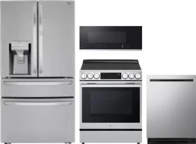 4 Piece Package Includes Refrigerator, Range, Microwave And Dishwasher