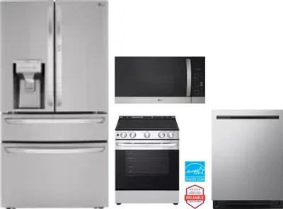 4 Piece Package Includes Refrigerator, Range, Microwave And Dishwasher