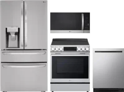 4 Piece Package Includes Refrigerator, Range, Microwave And Dishwasher