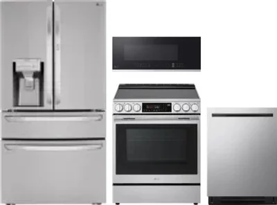 4 Piece Package Includes Refrigerator, Range, Microwave And Dishwasher