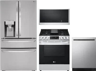 4 Piece Package Includes Refrigerator, Range, Microwave And Dishwasher