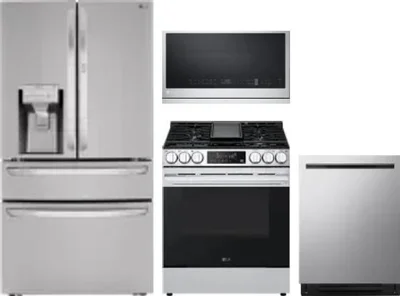 4 Piece Package Includes Refrigerator, Range, Microwave And Dishwasher