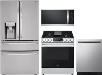 4 Piece Package Includes Refrigerator, Range, Microwave And Dishwasher