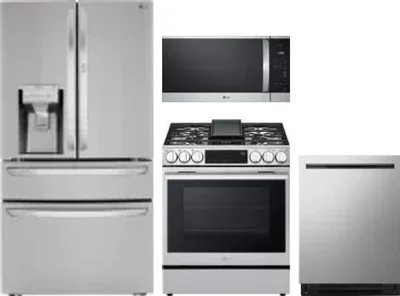 4 Piece Package Includes Refrigerator, Range, Microwave And Dishwasher