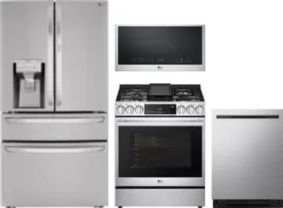 4 Piece Package Includes Refrigerator, Range, Microwave And Dishwasher