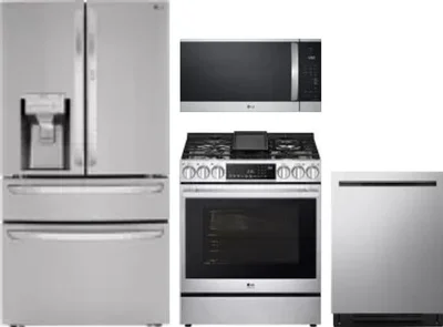 4 Piece Package Includes Refrigerator, Range, Microwave And Dishwasher