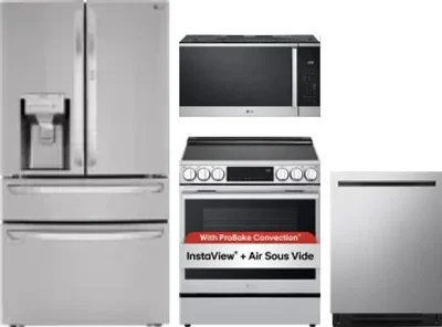 4 Piece Package Includes Refrigerator, Range, Microwave And Dishwasher
