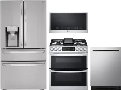 4 Piece Package Includes Refrigerator, Range, Microwave And Dishwasher