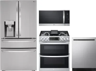 4 Piece Package Includes Refrigerator, Range, Microwave And Dishwasher