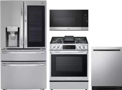 4 Piece Package Includes Refrigerator, Range, Microwave And Dishwasher