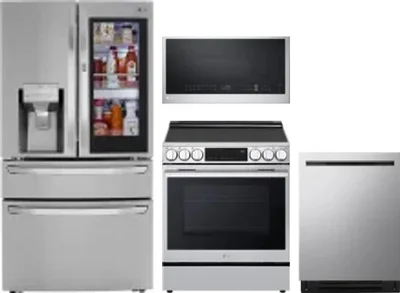 4 Piece Package Includes Refrigerator, Range, Microwave And Dishwasher