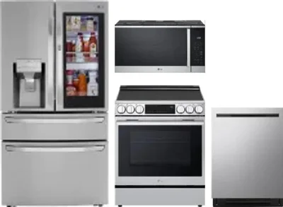 4 Piece Package Includes Refrigerator, Range, Microwave And Dishwasher