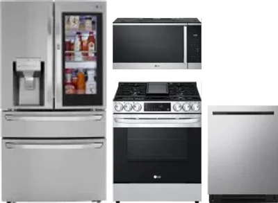 4 Piece Package Includes Refrigerator, Range, Microwave And Dishwasher