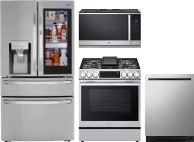 4 Piece Package Includes Refrigerator, Range, Microwave And Dishwasher