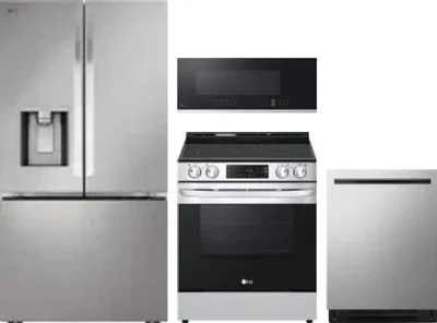 4 Piece Package Includes Refrigerator, Range, Microwave And Dishwasher